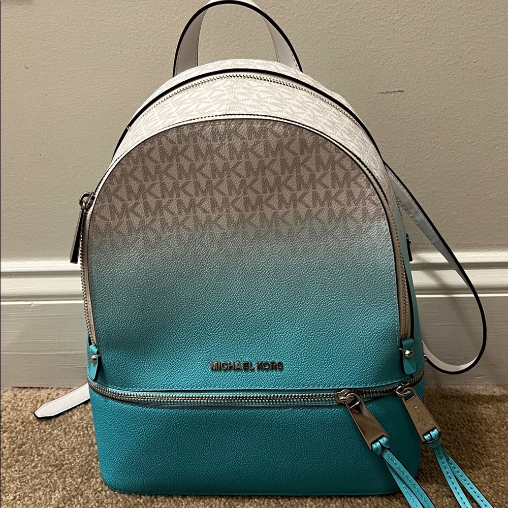 Michael Kors Aqua and White Gradient Backpack